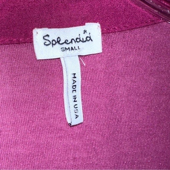 Splendid Fuchsia Blouse Hi-low Short Sleeve Sz  Small Silky - Picture 6 of 8